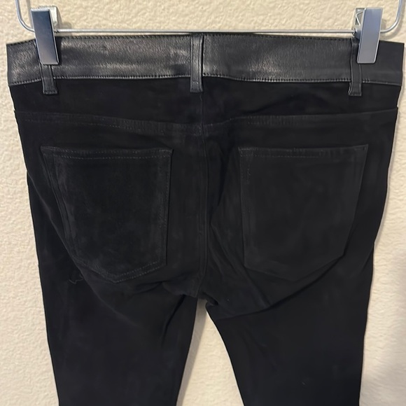 VINCE MIXED MEDIA BLACK LEATHER SUEDE SKINNY PANTS - Picture 4 of 8